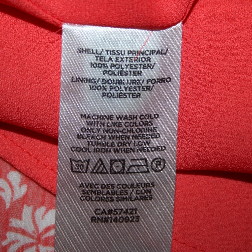 Loft Petites Sz SP Orange White Collared Lined 100% Polyester Top - Picture 11 of 14